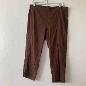 J Jill Linen Blend Easy Pull On Capri Pants Brown Minimalist Beach Large PETITE